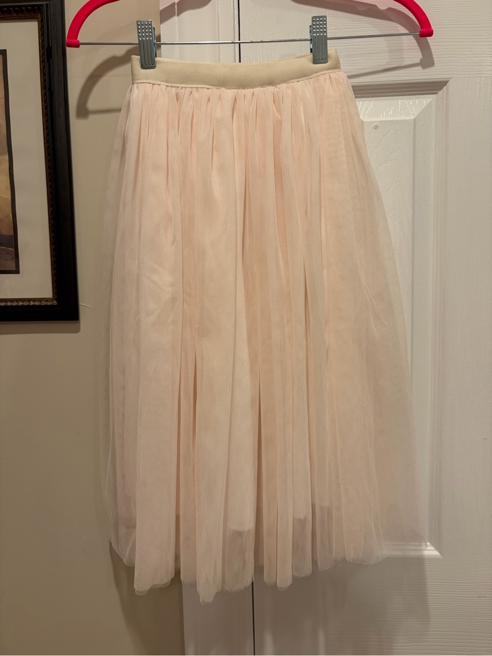 Girls Cream Tulle Midi Skirt
